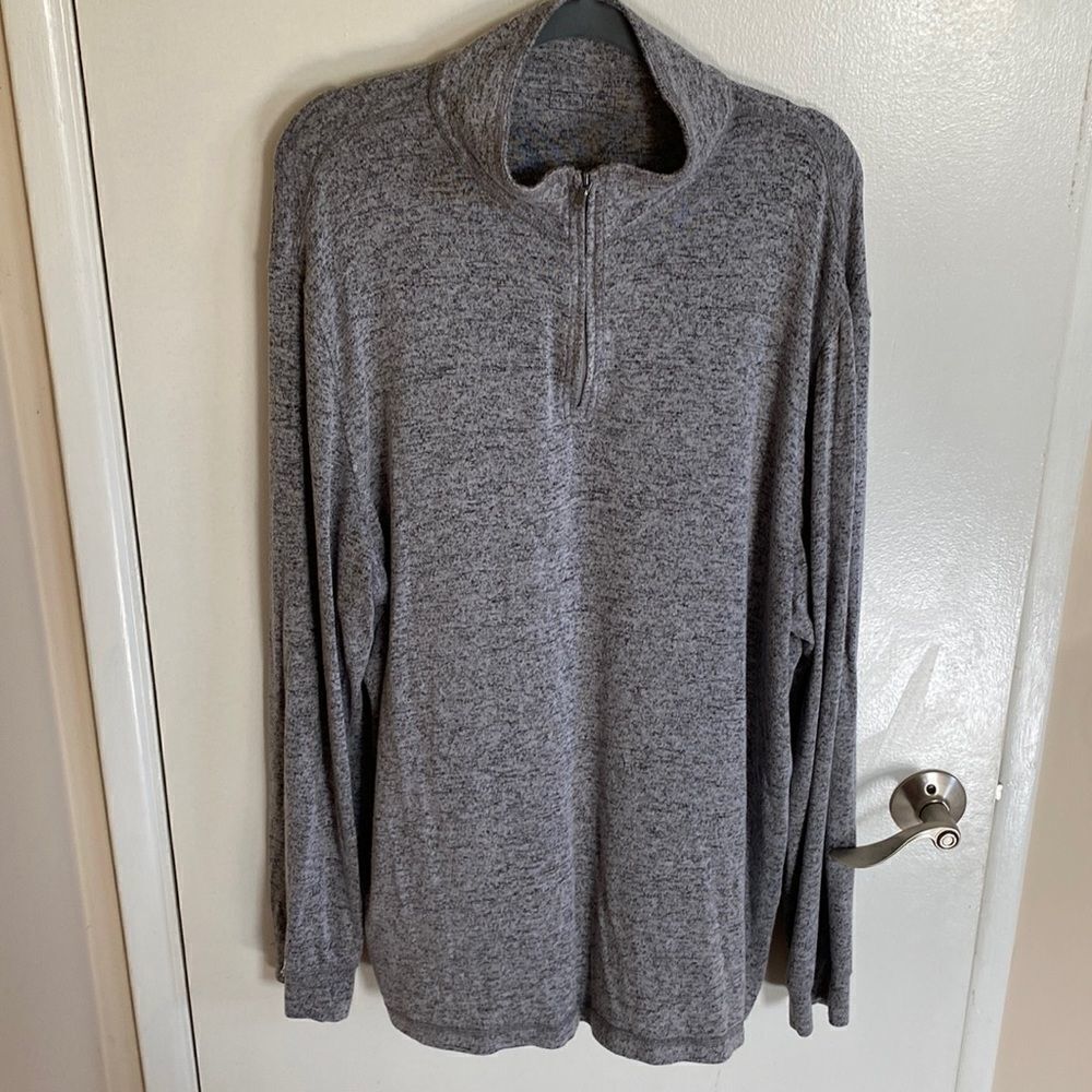 Mens grey 1/4 zip sweater- super soft- Size XL
